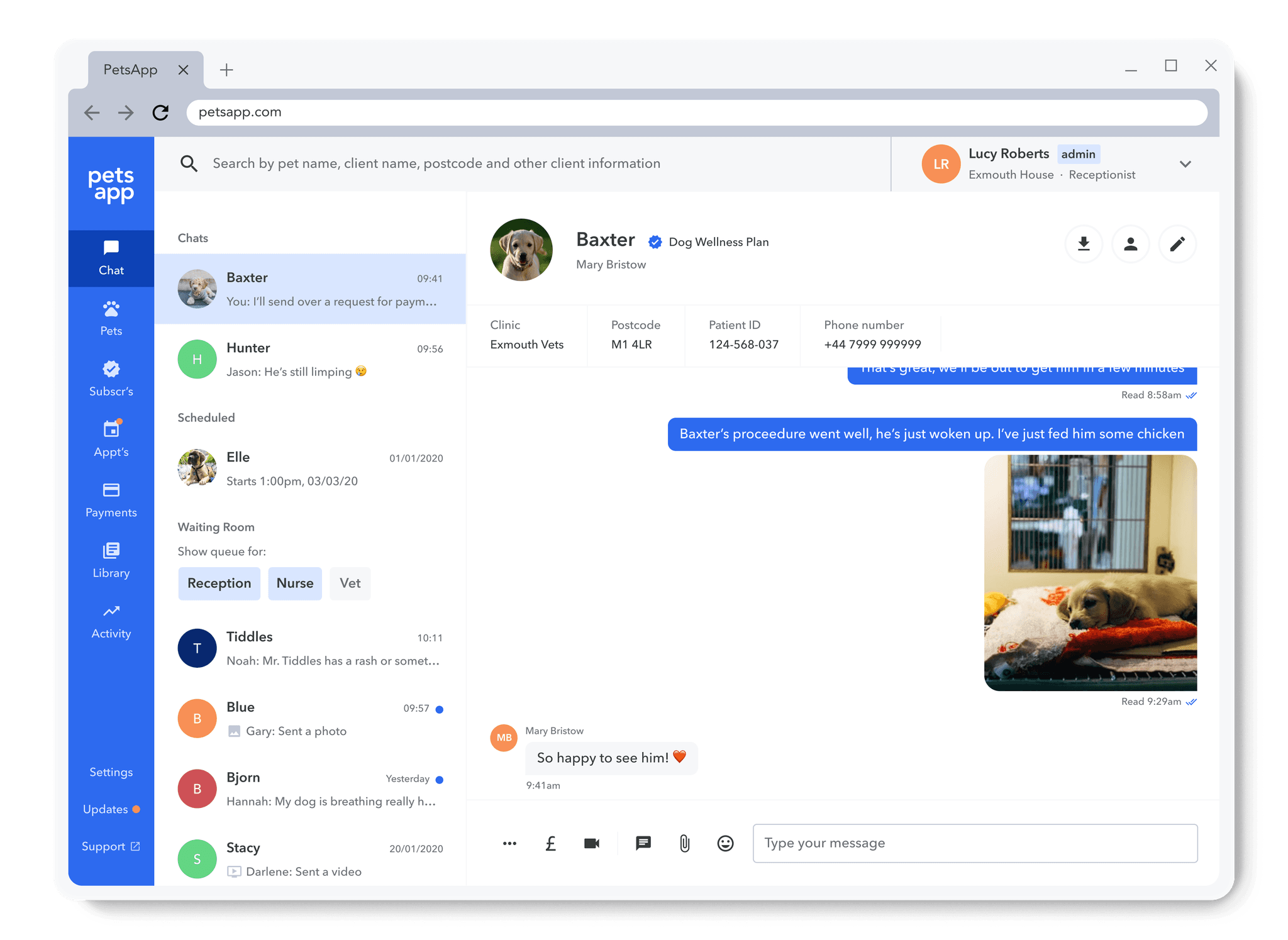 Veterinary client communication with petsapp
